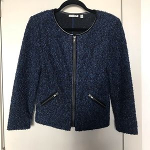 Halogen Blue Patterned Textured Blazer/Jacket SP